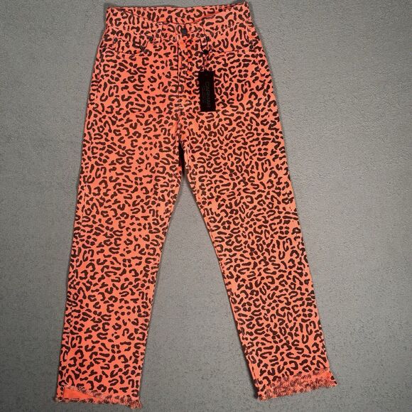 CARMAR Denim - NWT Carmar Women’s Size 26 Jeans Neon Orange Leopard Pants Emelia Mid‎ Rise